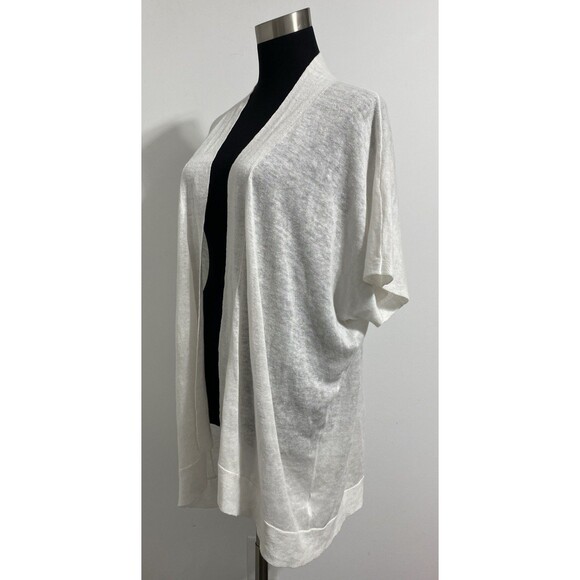 Eileen Fisher Cardigan Sweater Women's XL Cream Ivory 100% Linen Open Front - Picture 4 of 11